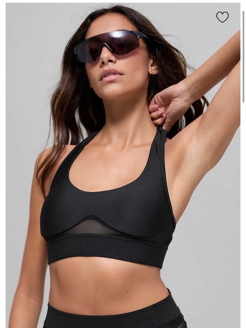 ALO Yoga airlift rebel Black Racerback Mesh-Accent Sports Bra